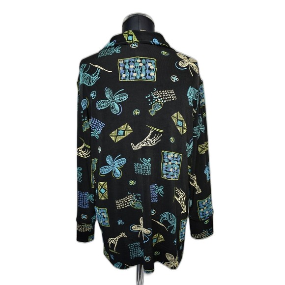 Coldwater Creek Black Print Stretchy Travel Knit Button Front Top-Women's S - Picture 5 of 7